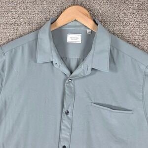 7 DIAMONDS Mens Short Sleeve Button Up Shirt 4 Way Stretch Blue XXL